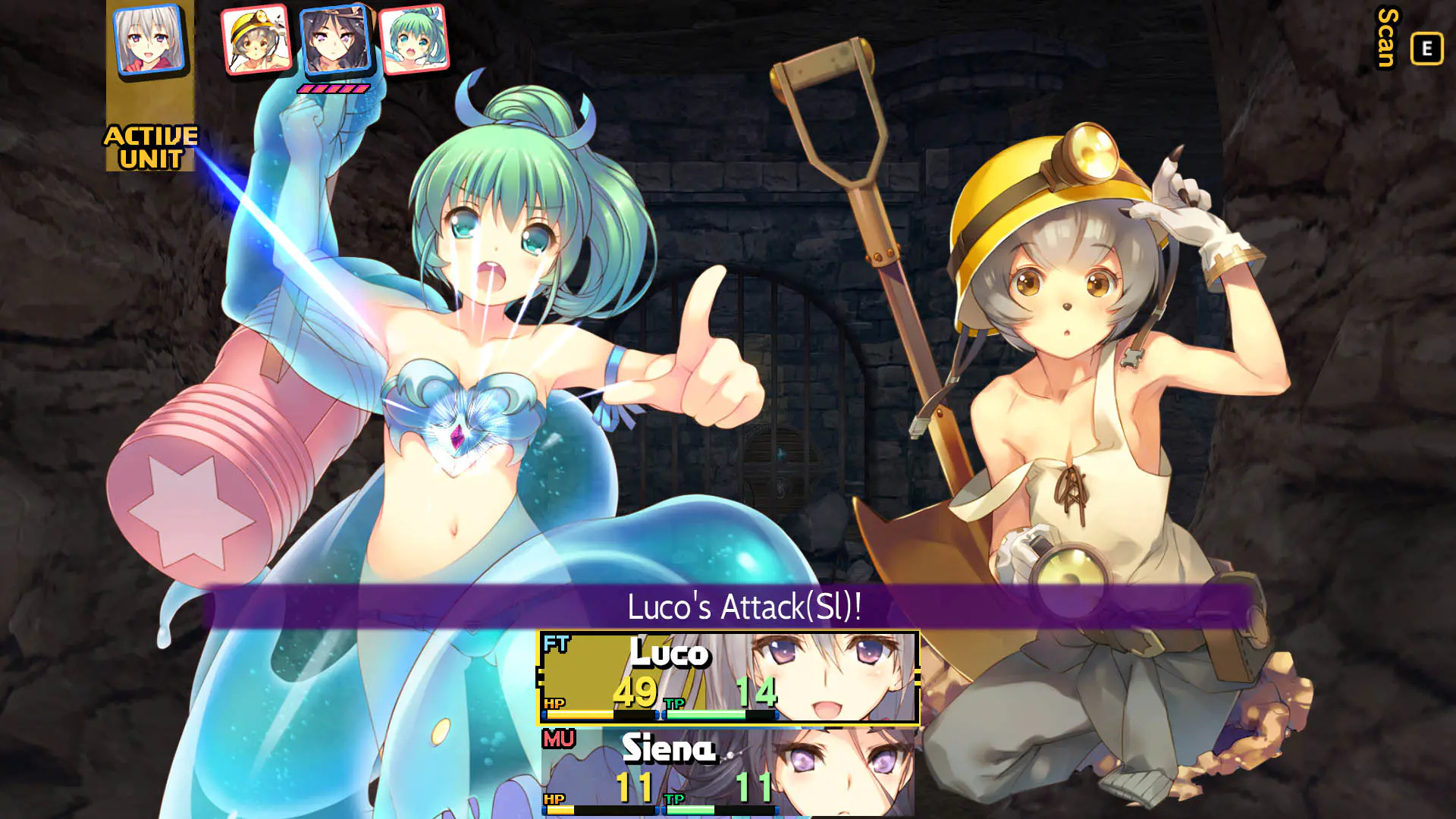 A screenshot of Dungeon Travelers 2, showcasing some of the character models.
