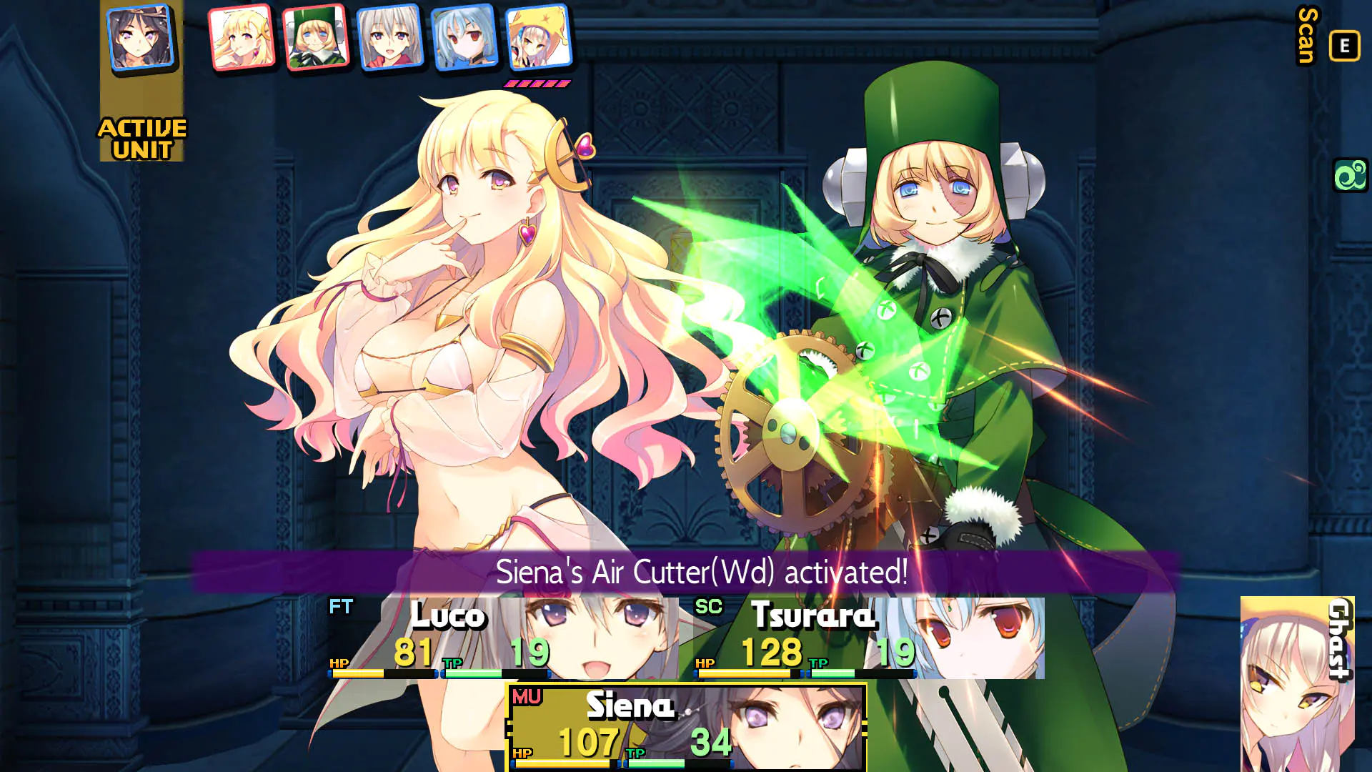 A screenshot depicting some of the characters in Dungeon Travelers 2